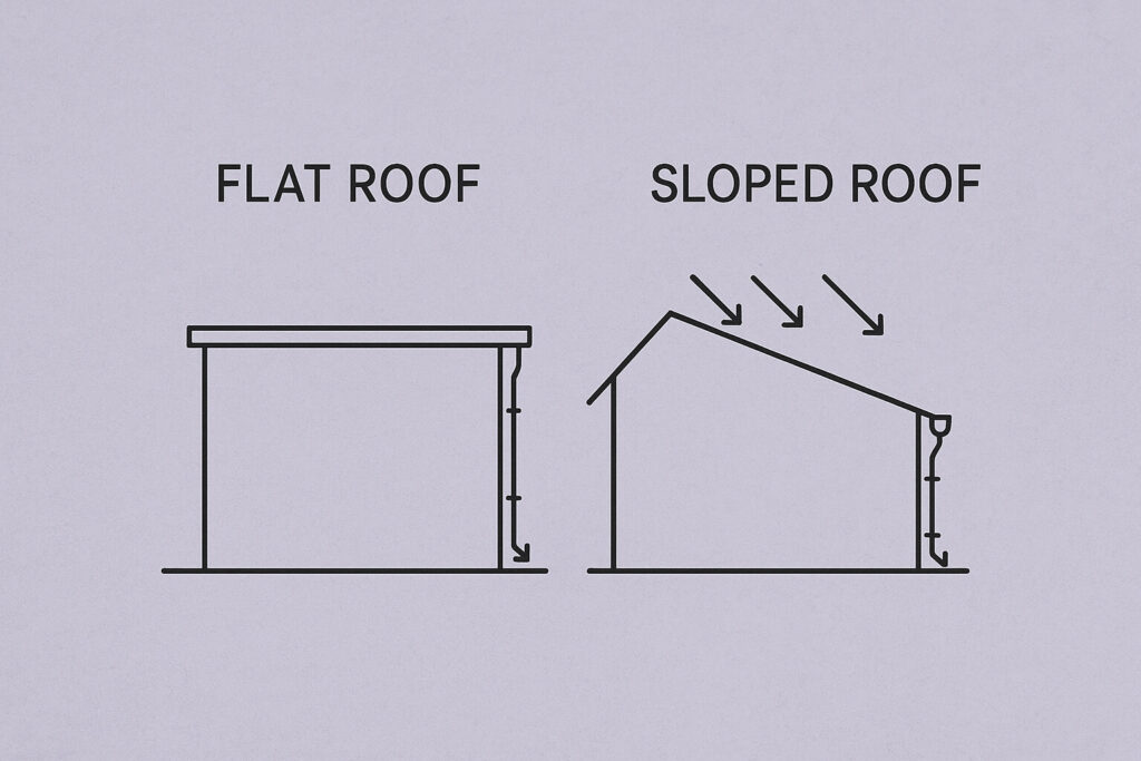 A diagram of a roof and a sloped roof.