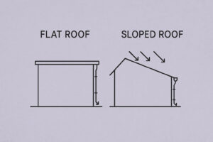 A diagram of a roof and a sloped roof.